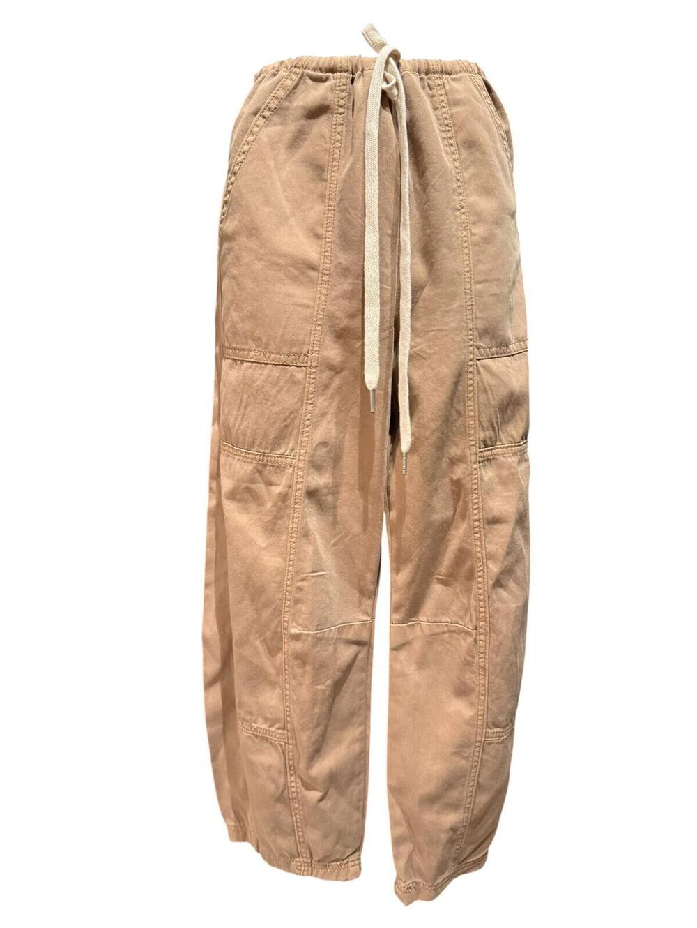 Blank NYC Beige Casual Drawstring Waist Cotton Barrel Pants
